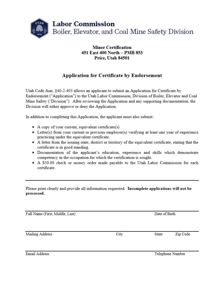 Application for Certification by Endorsement thumbnail