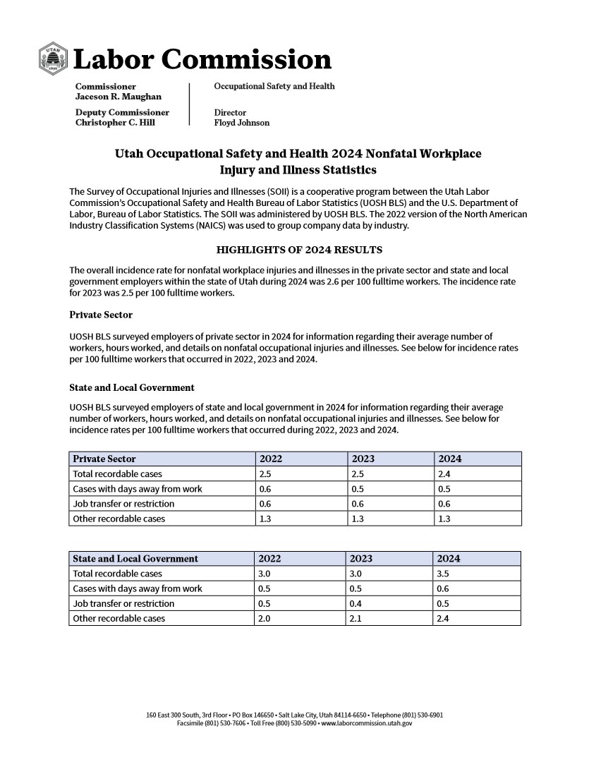 2024 Non-fatal workplace injury and illness statistics